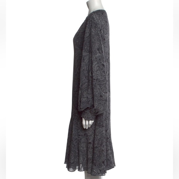 Michael Kors COLLECTION Silk Paisley Print Long Sleeve Dress in "Slate Multi” - Picture 3 of 11